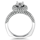 Pave Diamond Halo Engagement Ring